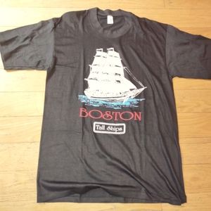 Boston Tall Ships Vintage 90s T-Shirt Short Sleeve Puff Print Single Stitch XL